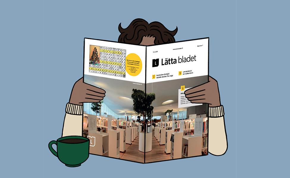 En illustration av en person som läser Lätta bladet.